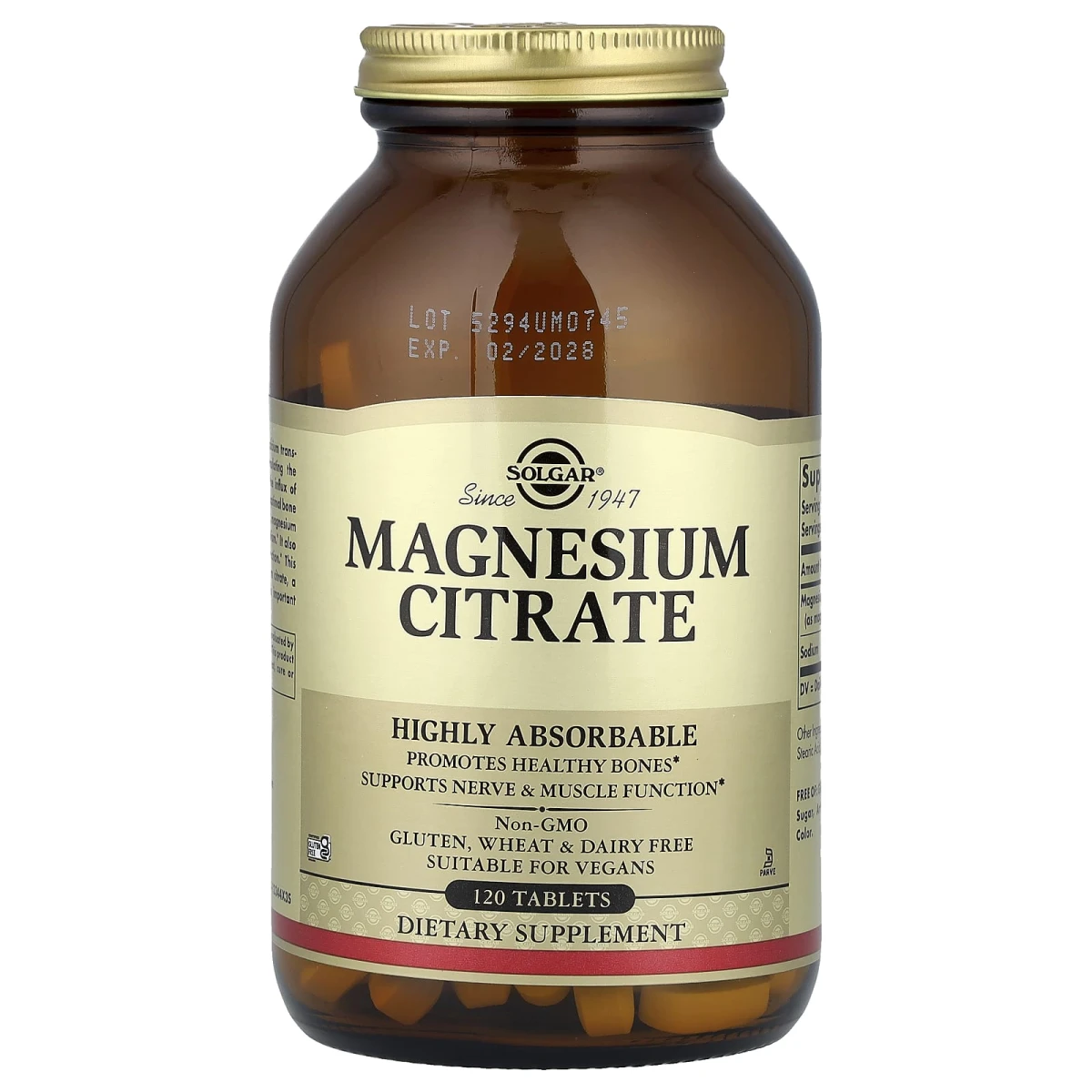 Solgar Magnesium Citrate High Absorption 400Mg 120 Tablets image 1