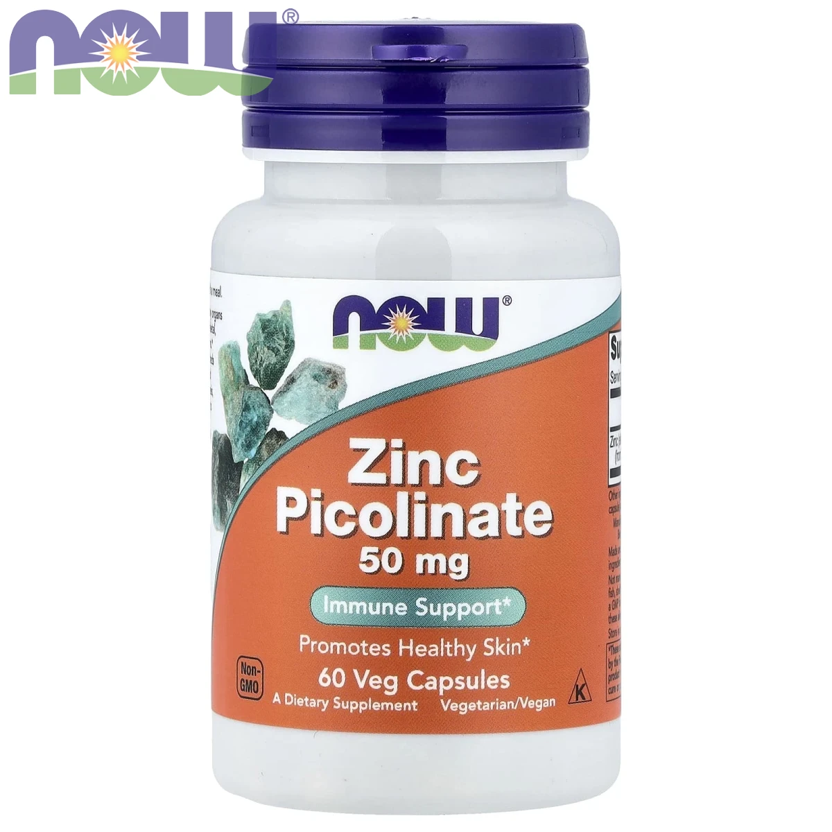 NOW Foods Zinc Picolinate 50mg Immune Support 60 Veg Capsules image 1