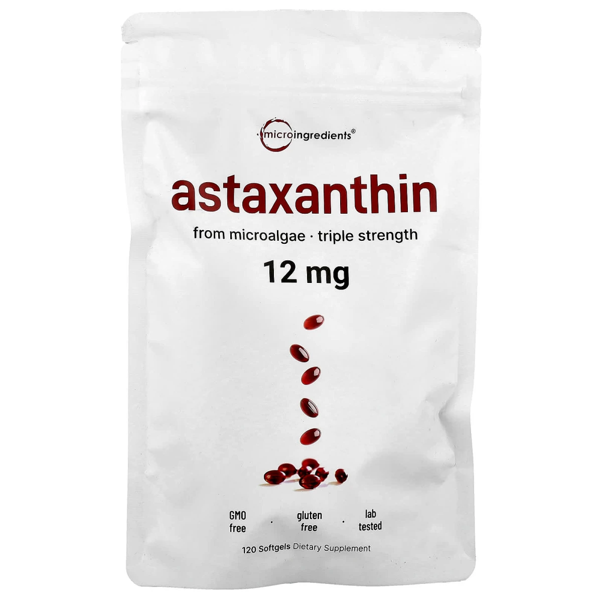 Micro Ingredients Astaxanthin 12mg Per Serving 120 Softgels image 1