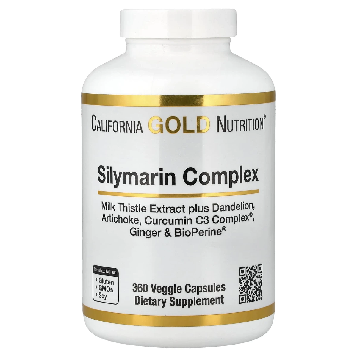 California Gold Nutrition Silymarin Complex Ginger and Bio Perine 360 Veggie Capsules image 1