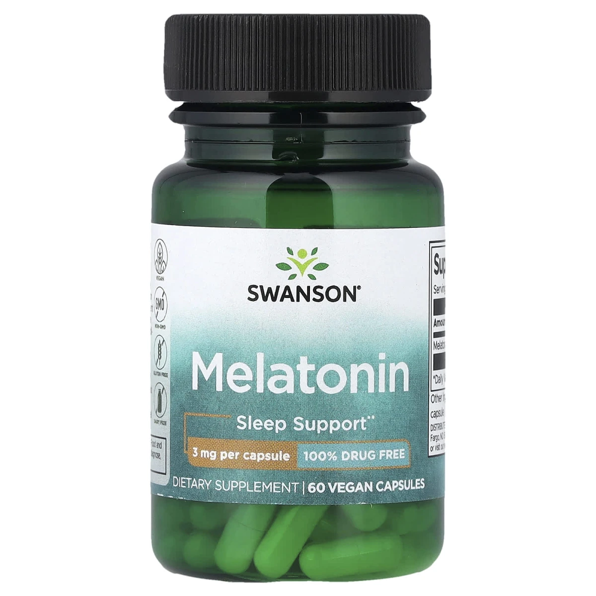 Swanson Melatonin Sleep Support 3mg per Capsule 60 Capsules image 1