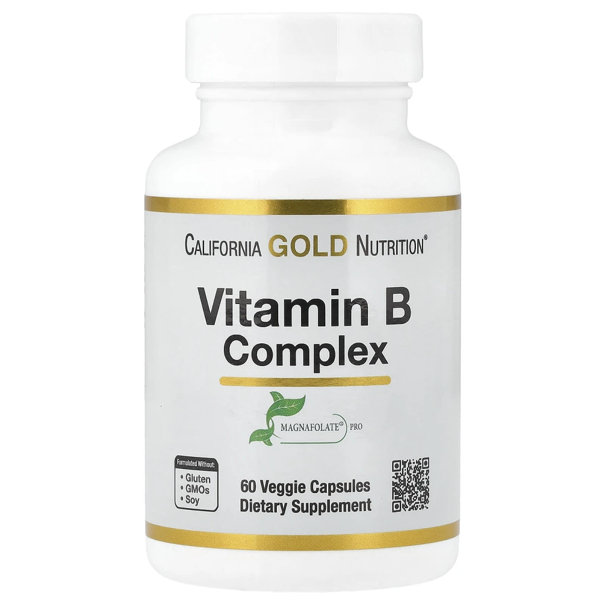 California Gold Nutrition Vitamin B Complex Magnafolate Pro 60 Veggie Capsules image 1