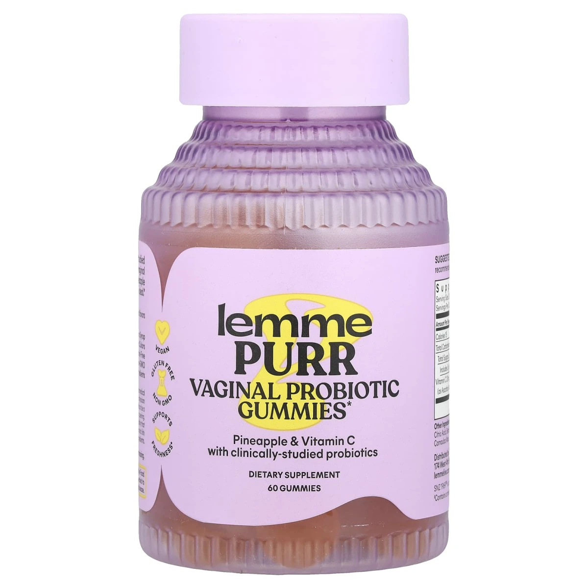 Lemme Purr Vaginal Probiotic Gummies Pineapple & Vitamin C 60 Gummies image 1