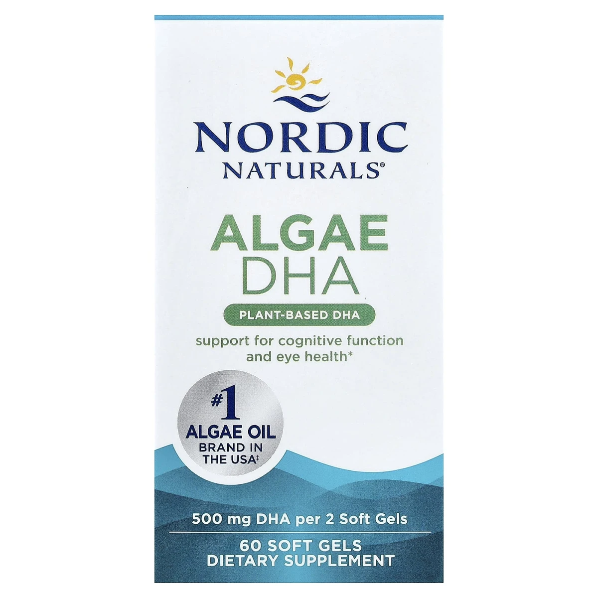 Nordic Naturals Algae DHA 50mg DHA Per 2 Soft Gels 60 Soft Gels image 1