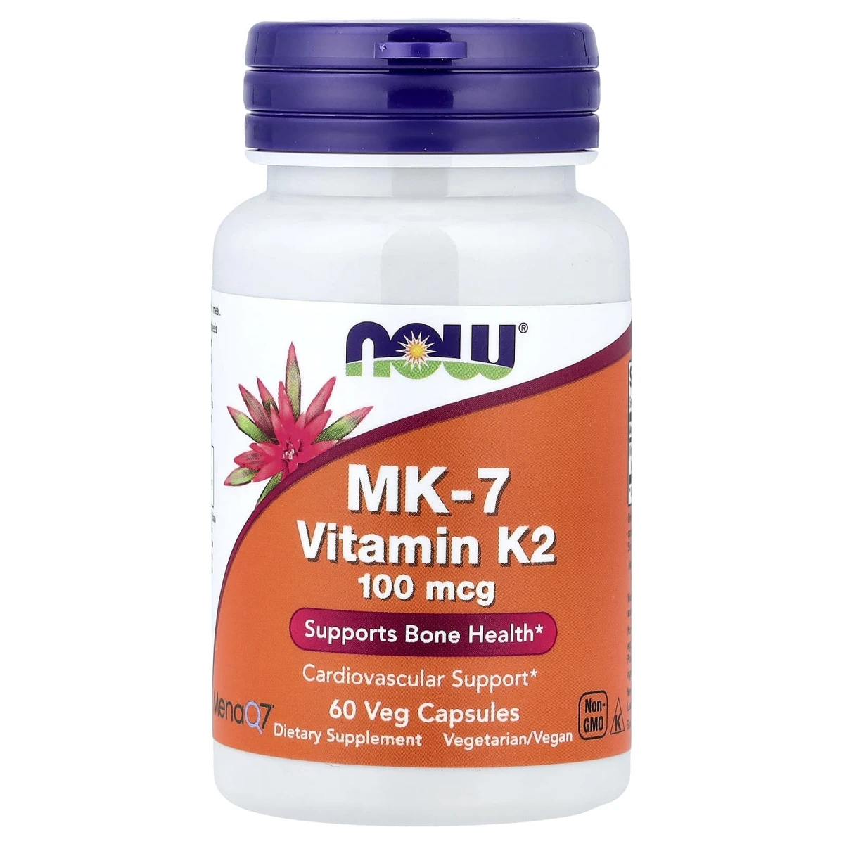 NOW Foods MK-7 Vitamin K-2 100mcg Support Bone Health 60 Veg Capsules image 1