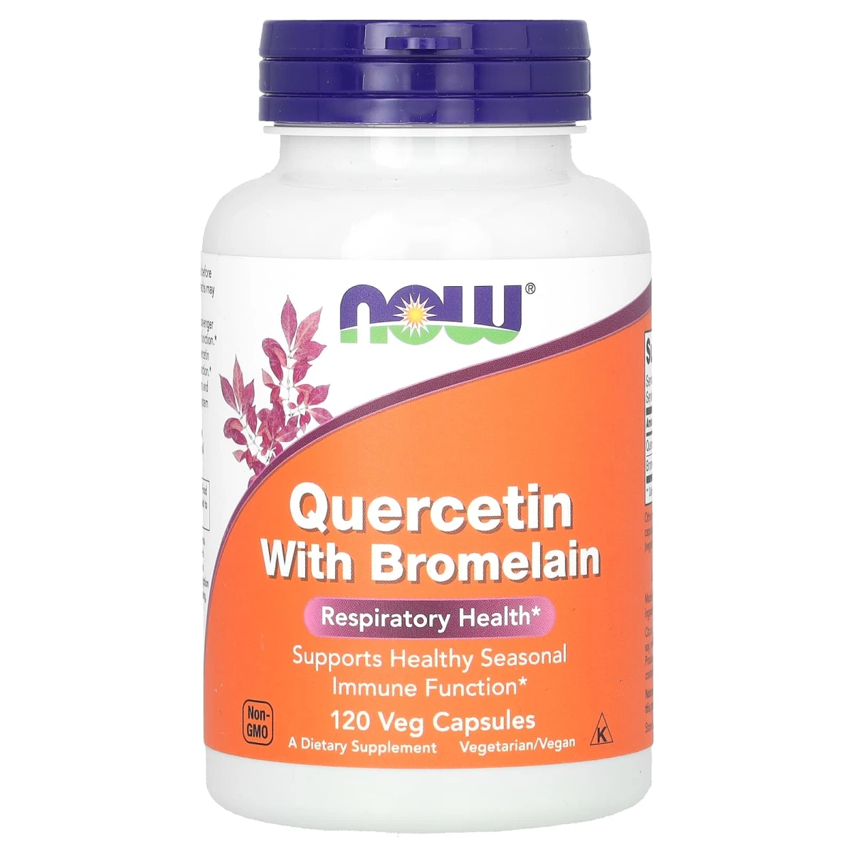 NOW Foods Quercetin with Bromelain Respiratory Health 120 Veg Capsules image 1