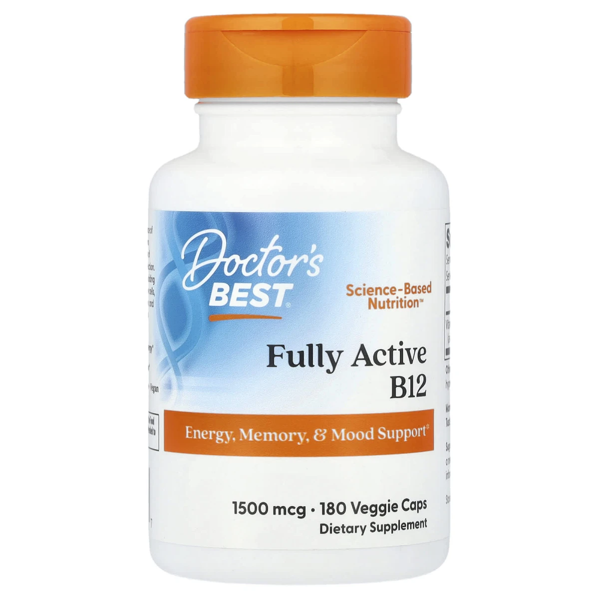 Doctor's Best Fully Active B12 Memory & Mood Support 1500mcg 180 Veggie Caps image 1