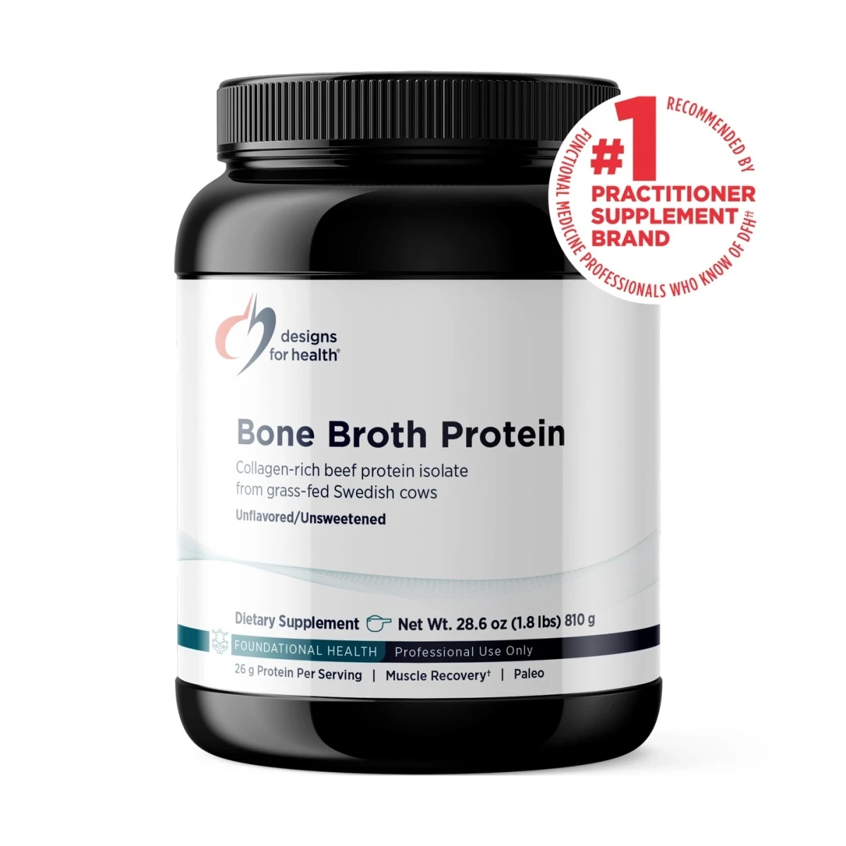 Designs For Health Bone Broth Protein 28.6oz (1.8ibs) 810g Powder image 1
