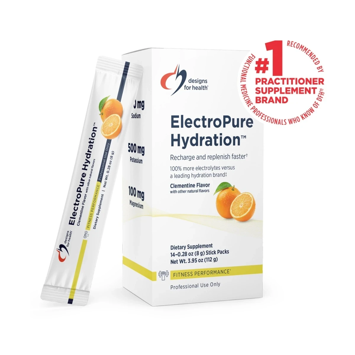 ElectroPure Hydration Designs For Health Clementine Flavor 3.95 oz 112g 500mg Stick Packs image 1