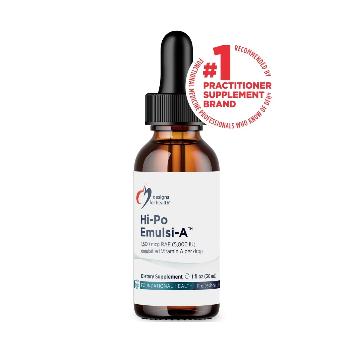 Hi-Po Emulsi-A Designs For Health 1500mcg 1 fl oz (30 mL) liquid image 1