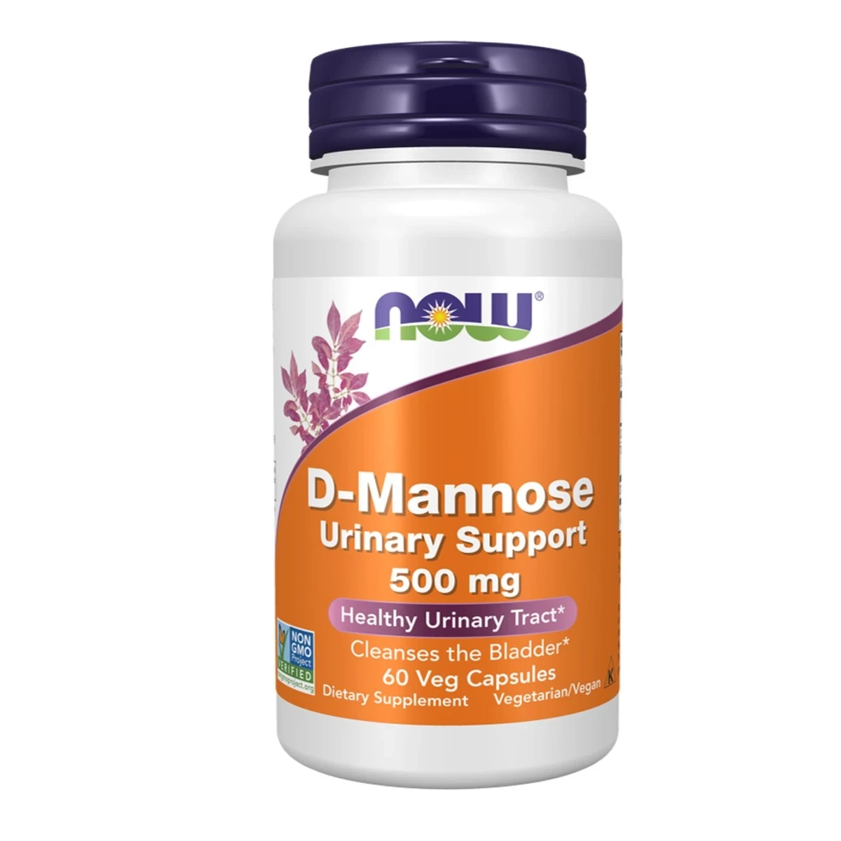 NOW Foods D-Mannose 500mg Urinary Support 60 Veg Capsules image 1