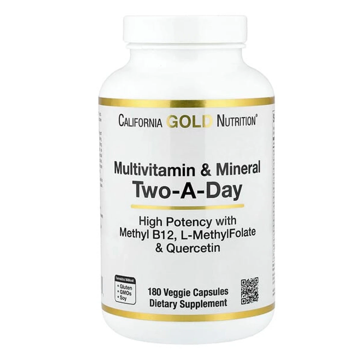 California Gold Nutrition Multivitamin and Mineral Two-A-Day 180 Veggie Capsules image 1